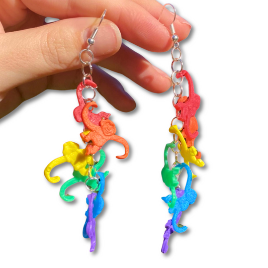 Rainbow Monkey Chain Earrings