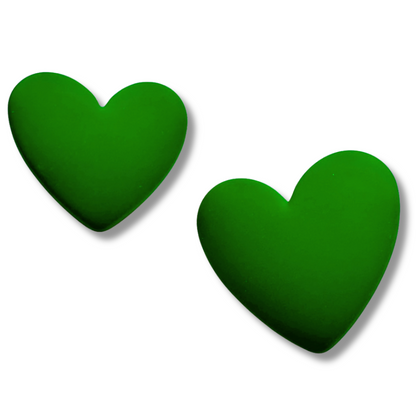 Matte Green Heart Stud Earrings