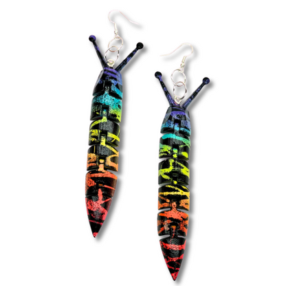 Neon Graffiti Slug Earrings