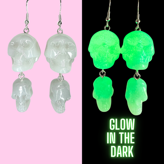 Double Skull Glow Earrings