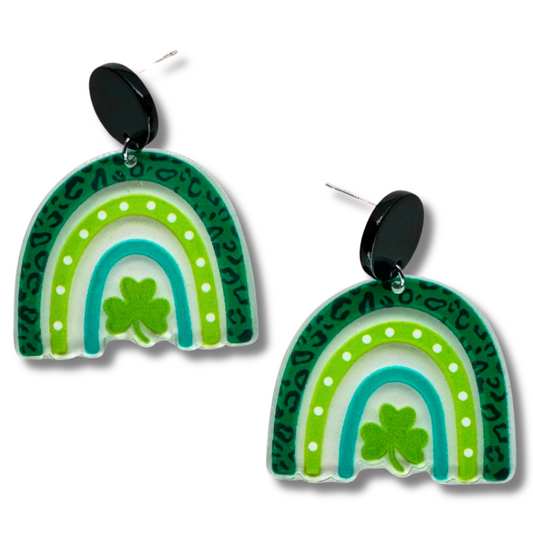 Green Rainbow Stud Earrings