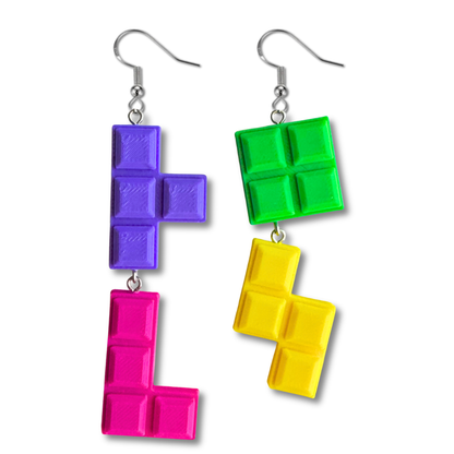 Nostalgic Block Game Earrings