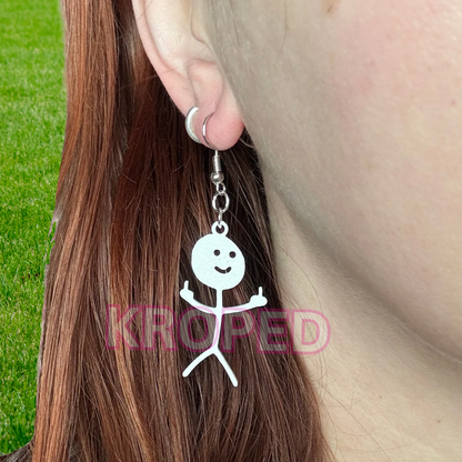 Middle Finger Stick Figure Earrings