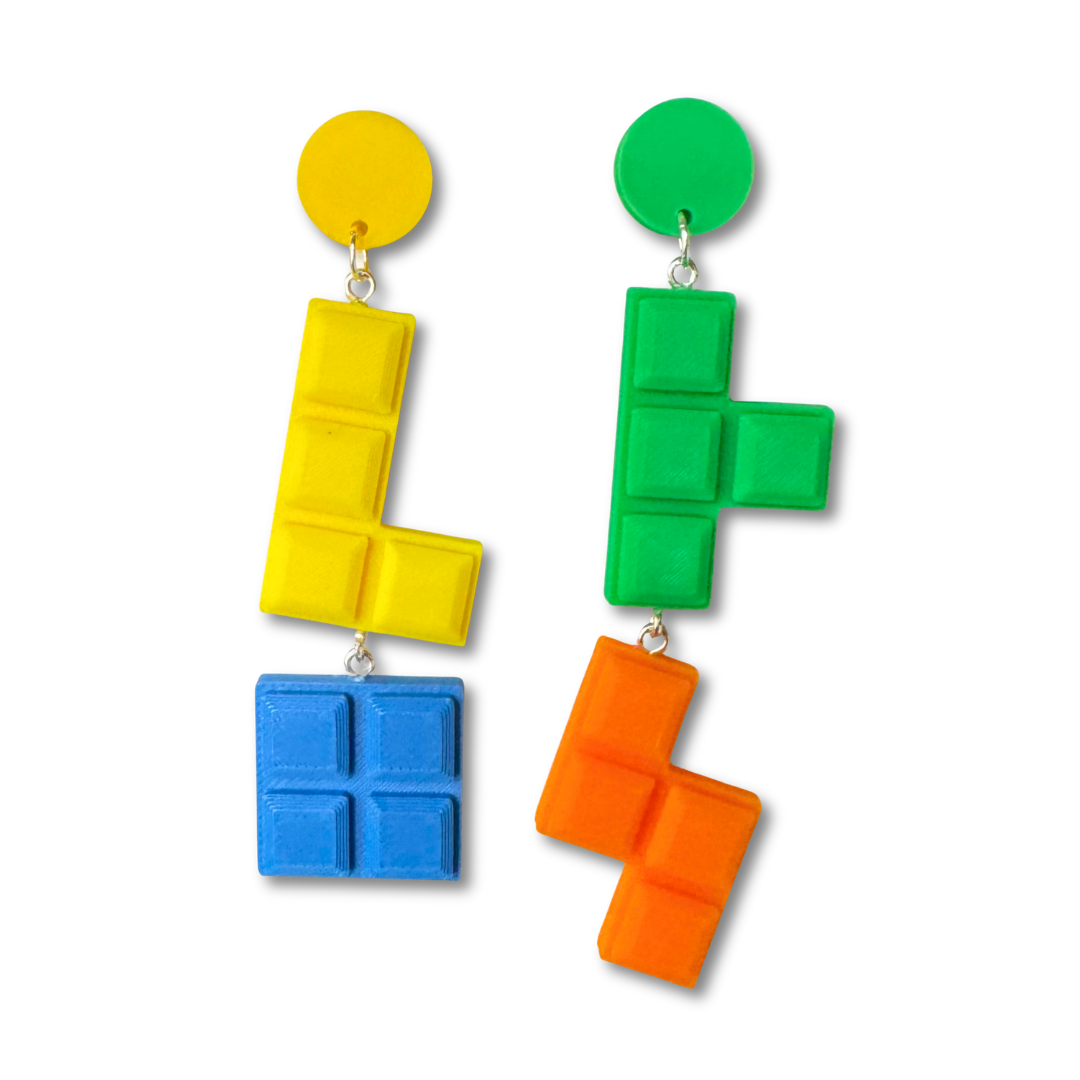 Nostalgic Block Game Earrings - Build Your Own