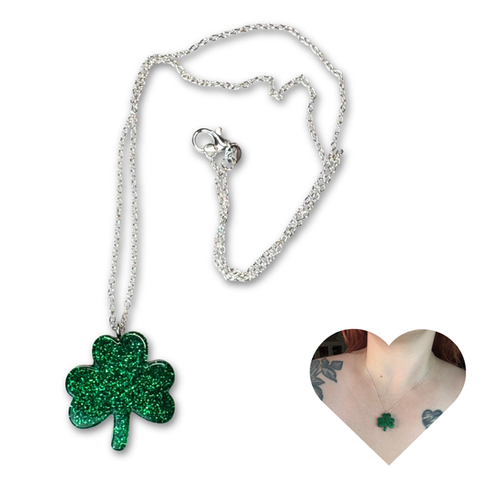 Glitter Clover Charm Necklace