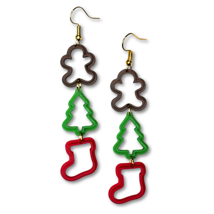 Christmas Cookie Cutter Dangle Earrings