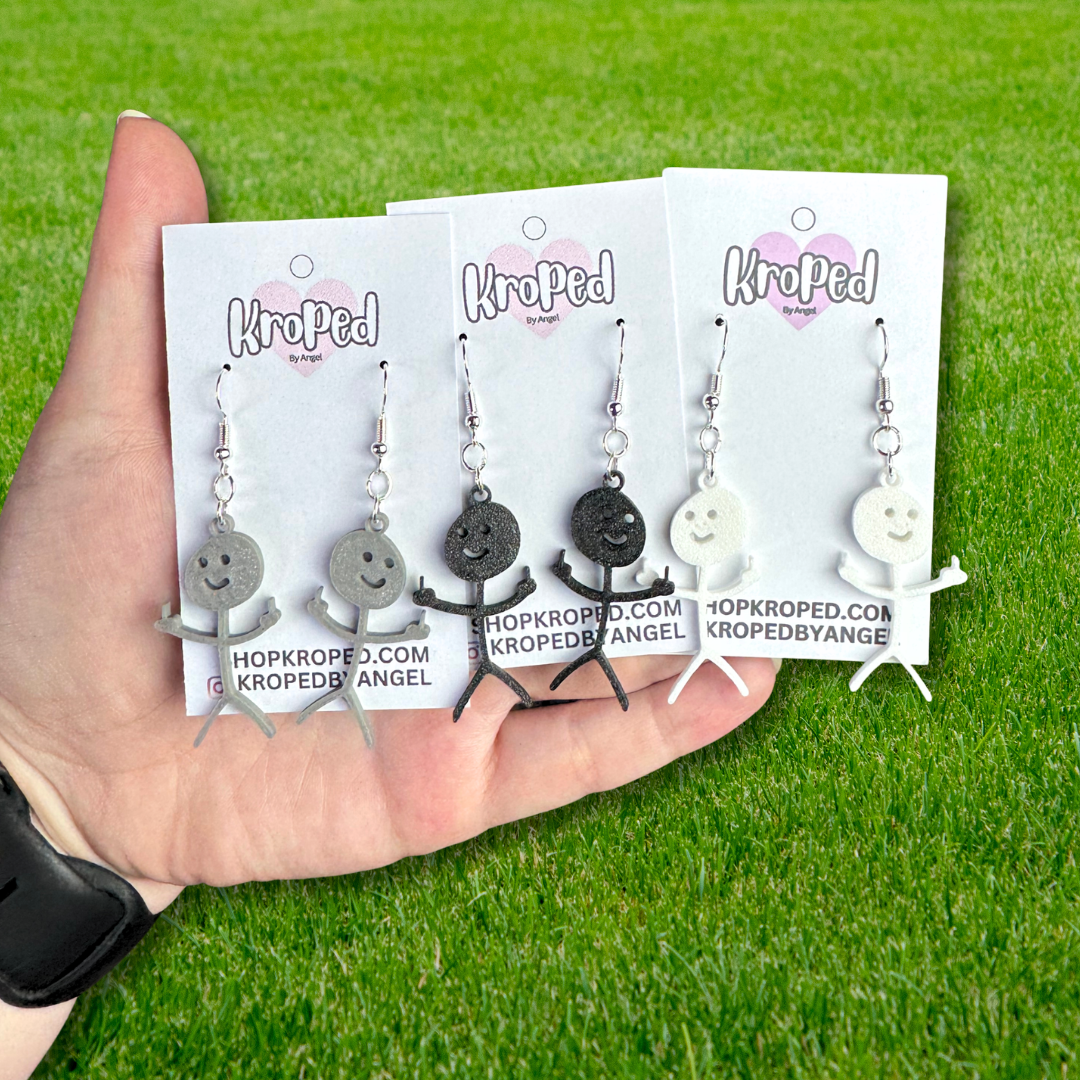 Middle Finger Stick Figure Earrings