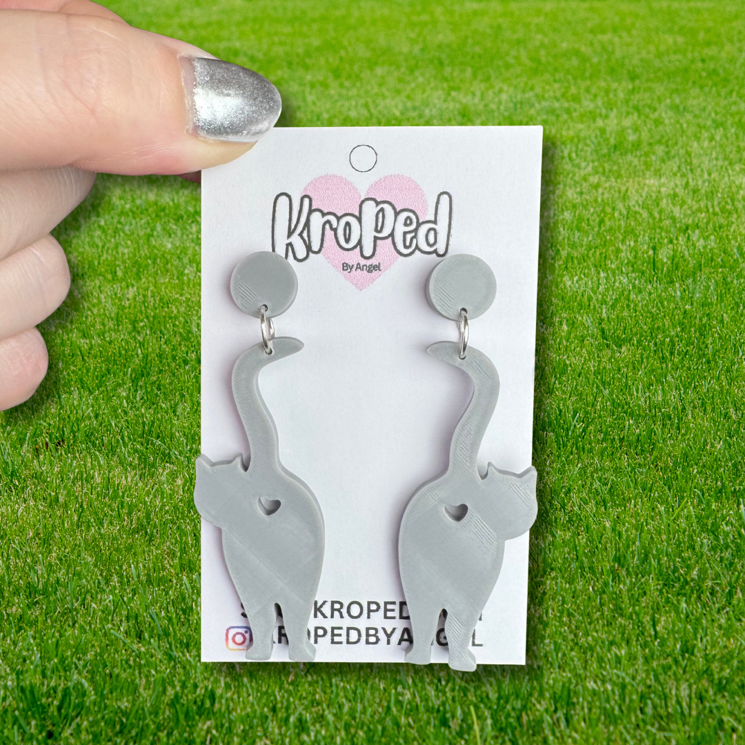 Cat Butt Heart Butthole Dangle Stud Earrings