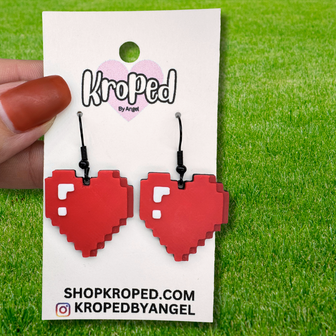 Video Game Heart Earrings