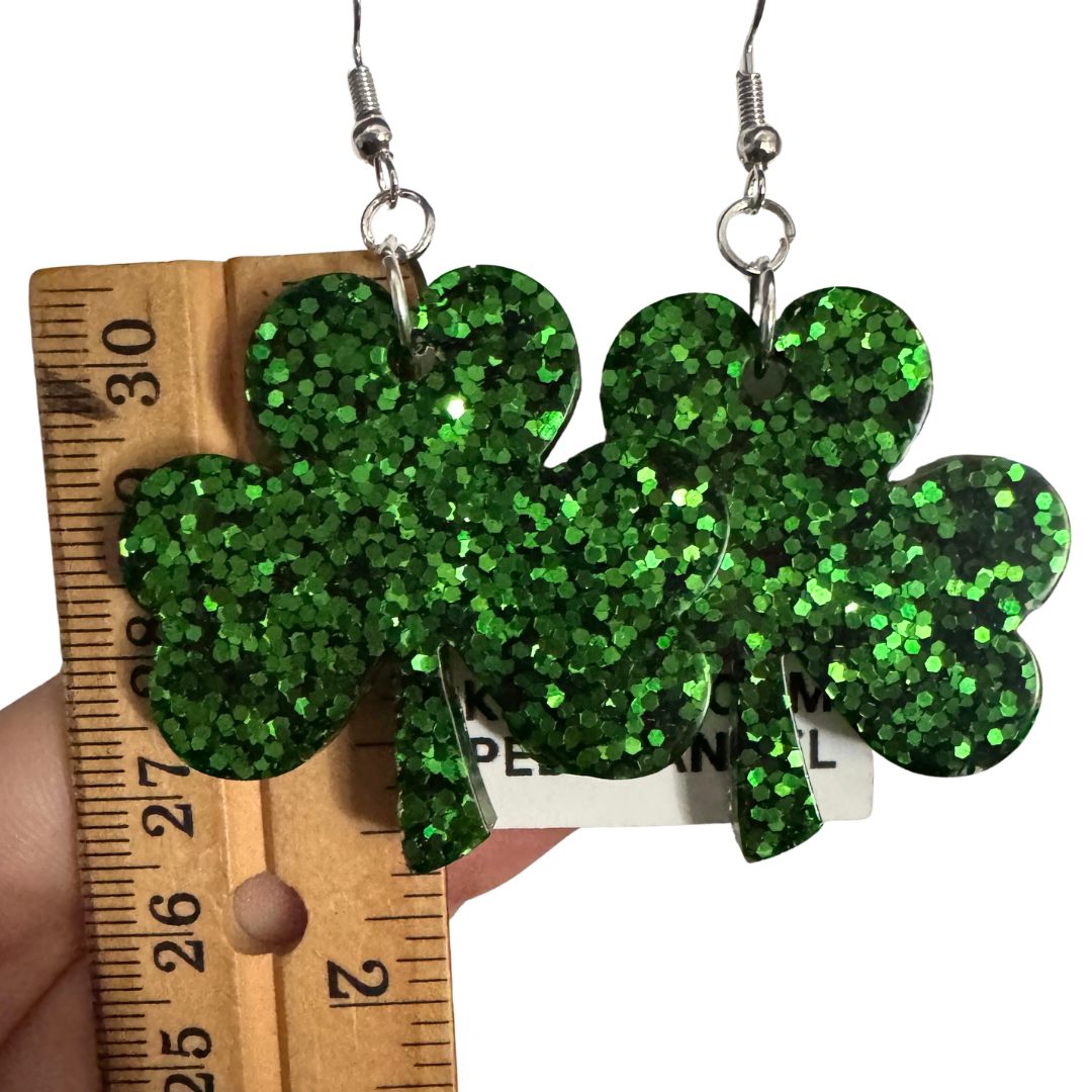 Glitter Shamrock Earrings