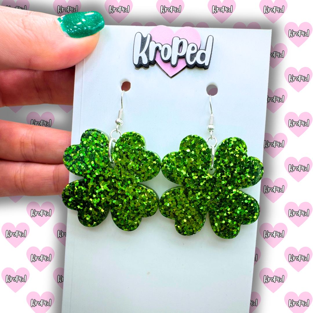 Glitter 4 Leaf Clover Earrings
