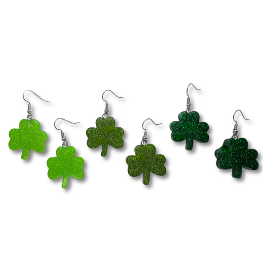 Small Glitter Clover Earrings