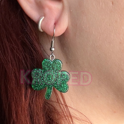 Small Glitter Clover Earrings