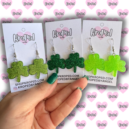 Small Glitter Clover Earrings
