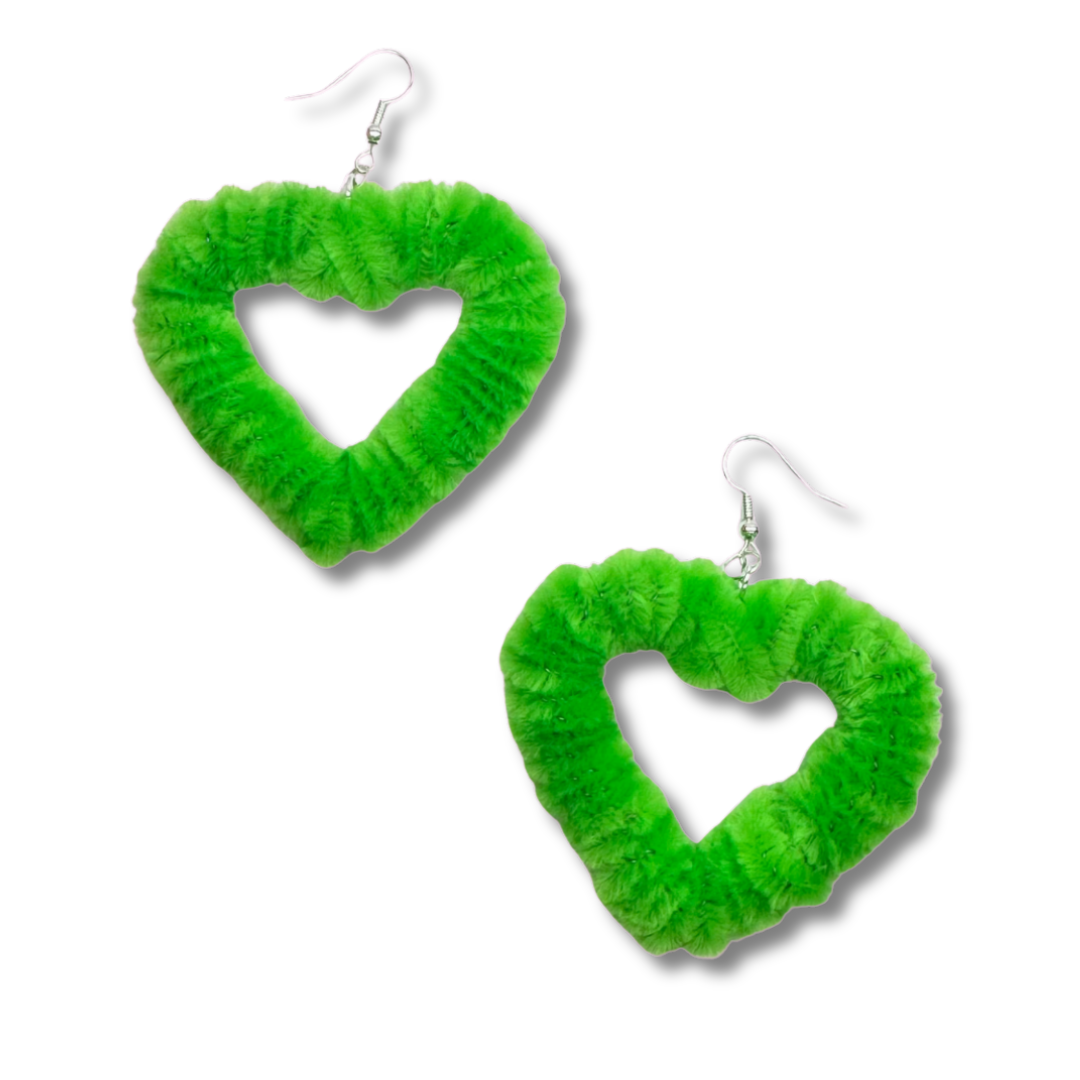 Halloween Fuzzy Heart Earrings