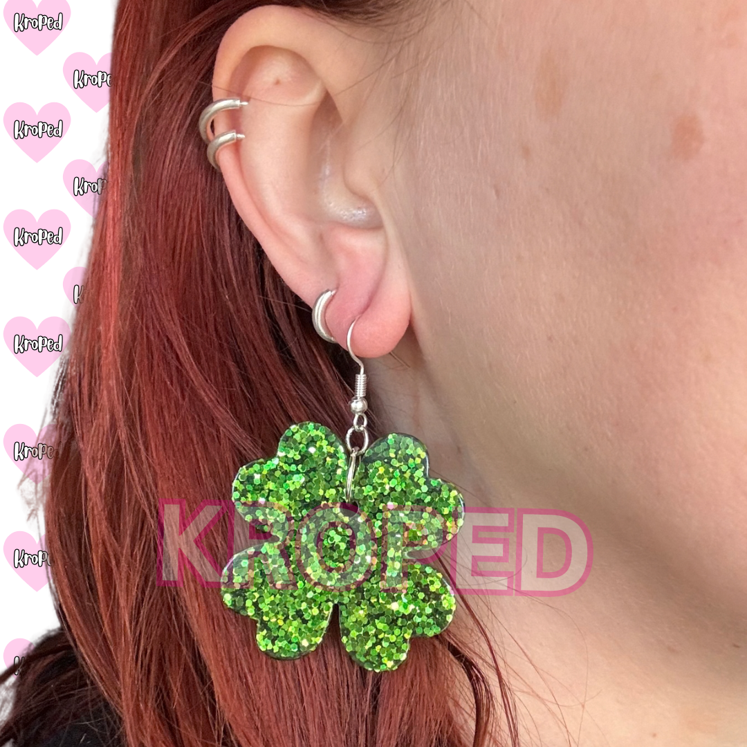 Glitter 4 Leaf Clover Earrings