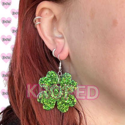 Glitter 4 Leaf Clover Earrings
