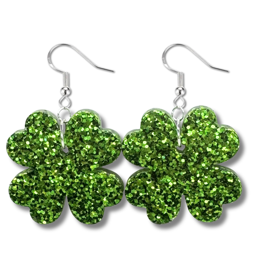 Glitter 4 Leaf Clover Earrings