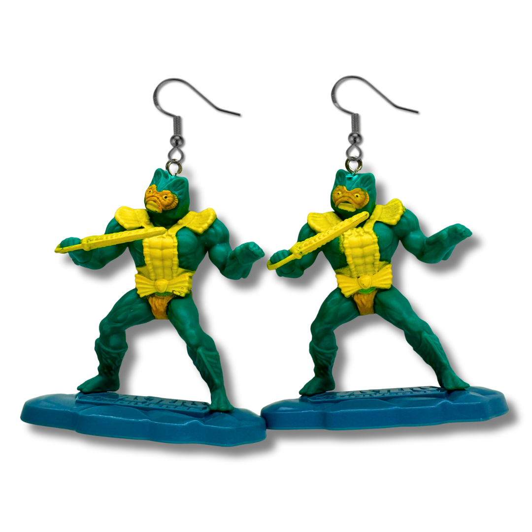 Mer-Man Upcycled Toy Earrings