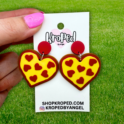 Heart Pizza Stud Earrings