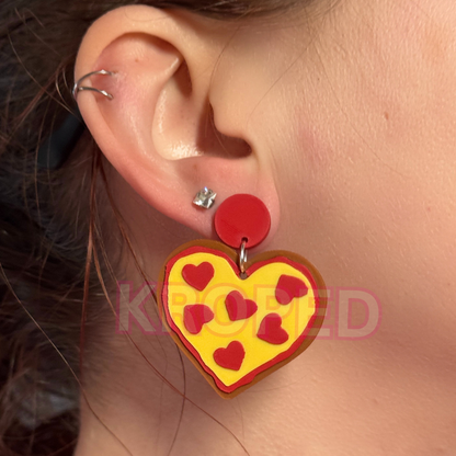 Heart Pizza Stud Earrings