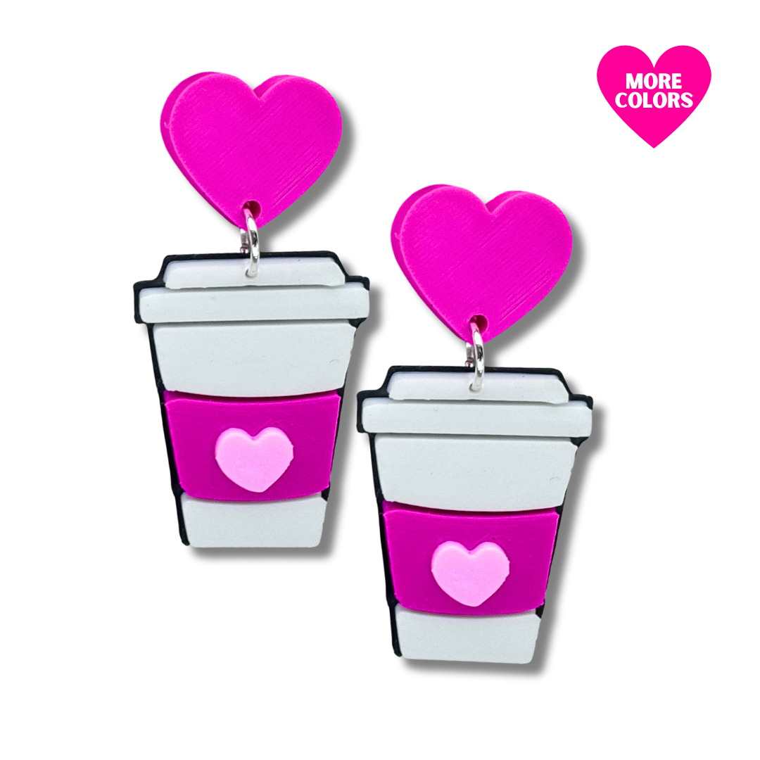 Heart Coffee Cup Earrings