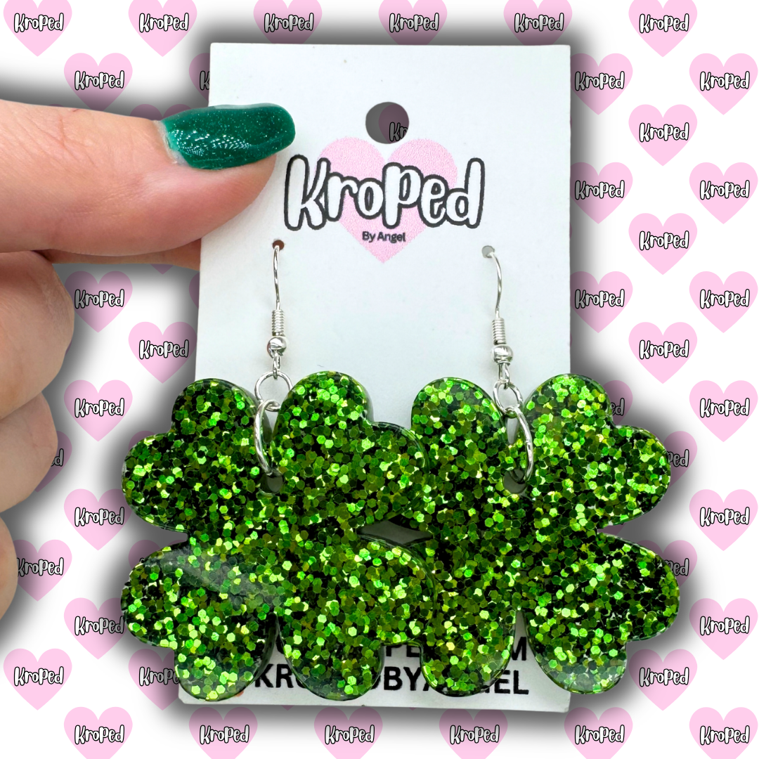 Glitter 4 Leaf Clover Earrings