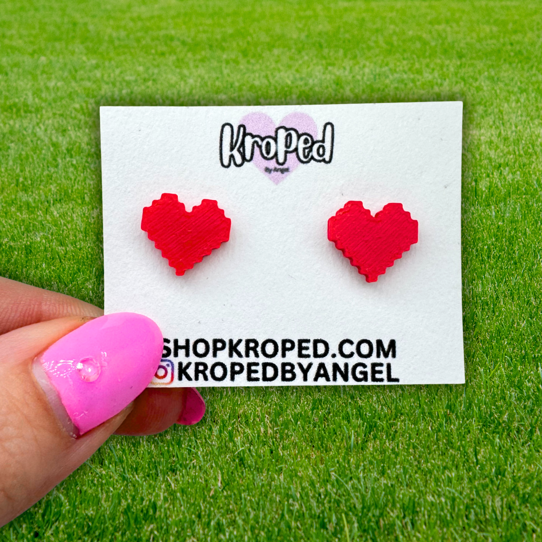 Pixel Heart Stud Earrings