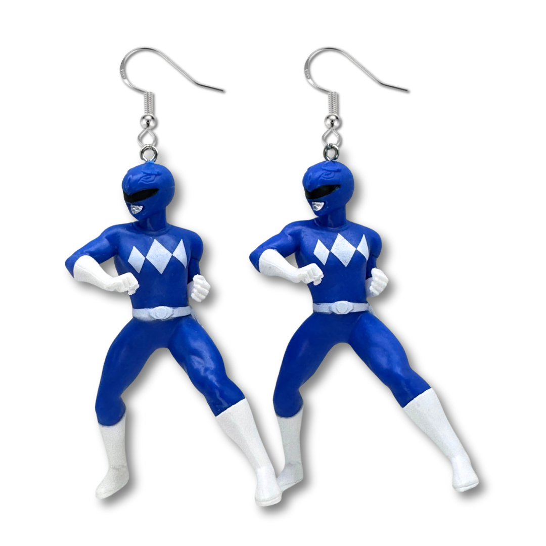 Blue Power Ranger Toy Earrings