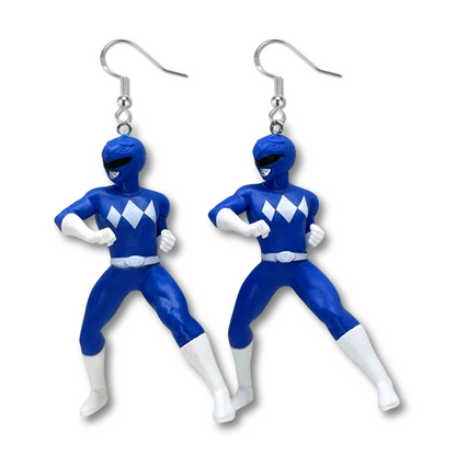 Blue Power Ranger Toy Earrings