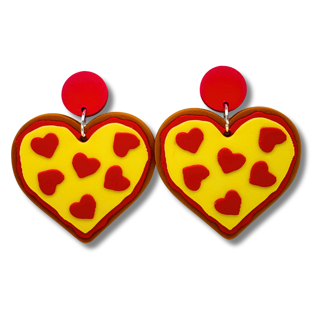 Heart Pizza Stud Earrings