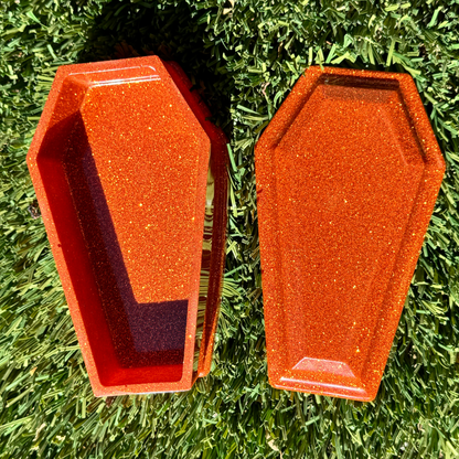 Orange Glitter Coffin Trinket Box