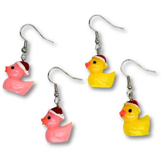 Tiny Santa Duck Earrings