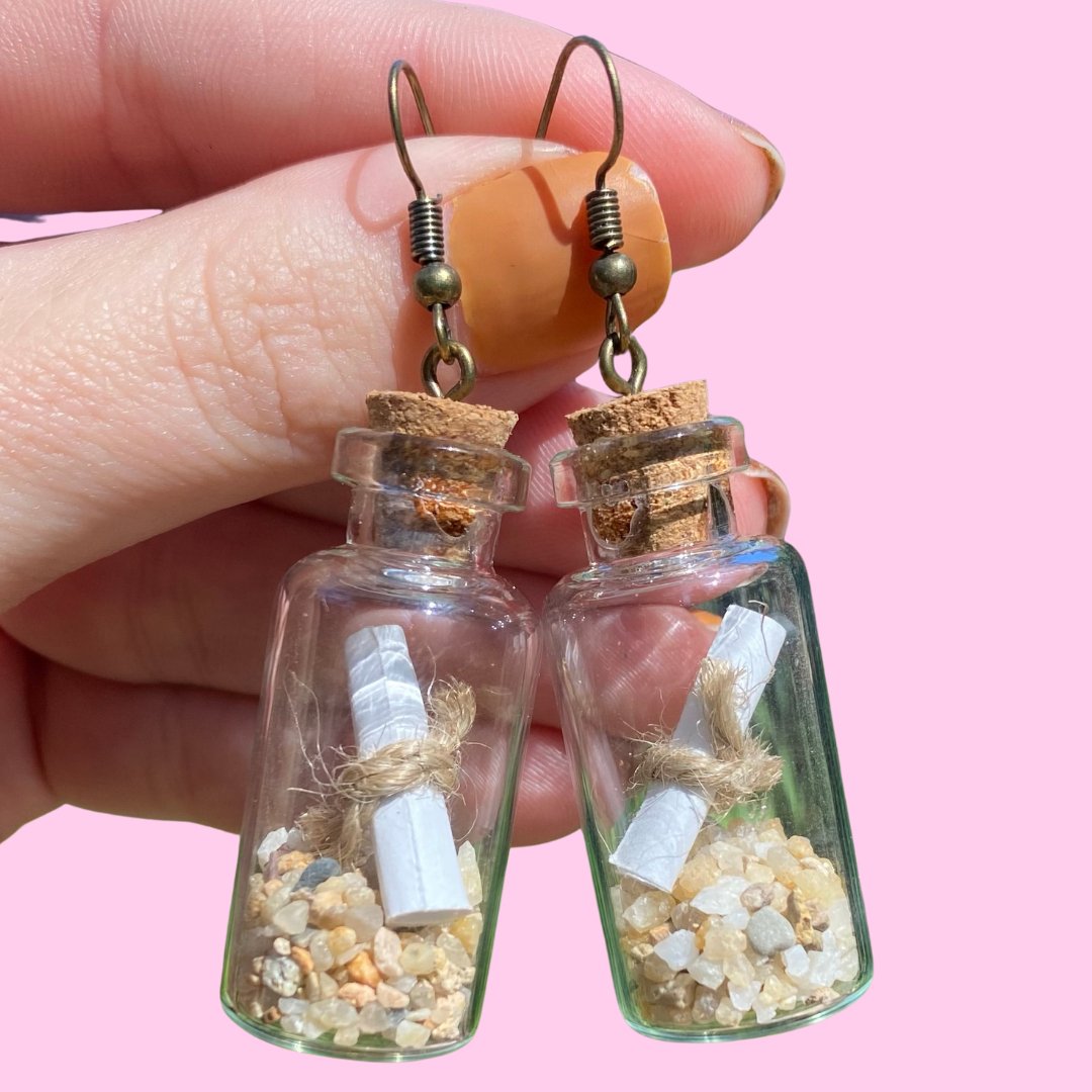 Beached Message in a Bottle Earrings - Kroped