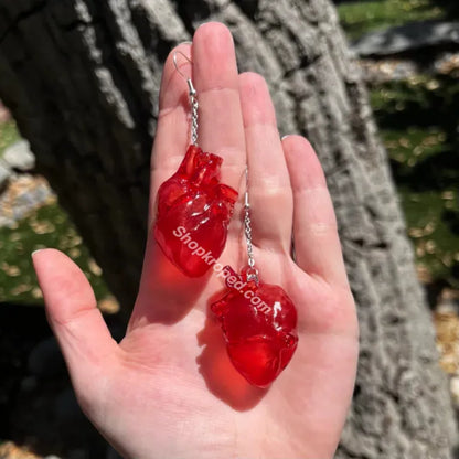 Red Anatomical Heart Earrings