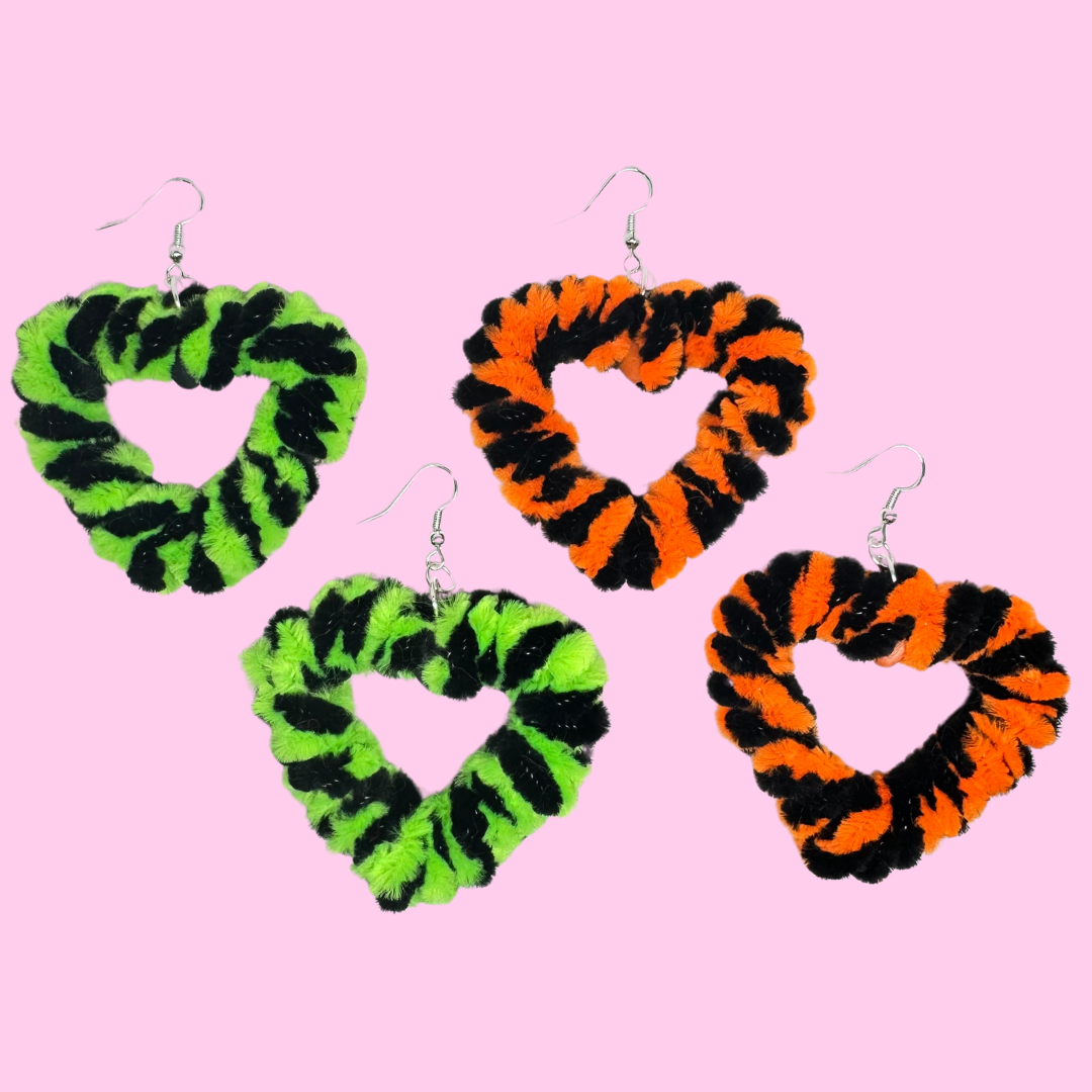 Halloween Fuzzy Heart Earrings