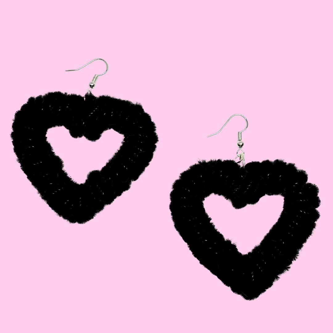 Halloween Fuzzy Heart Earrings