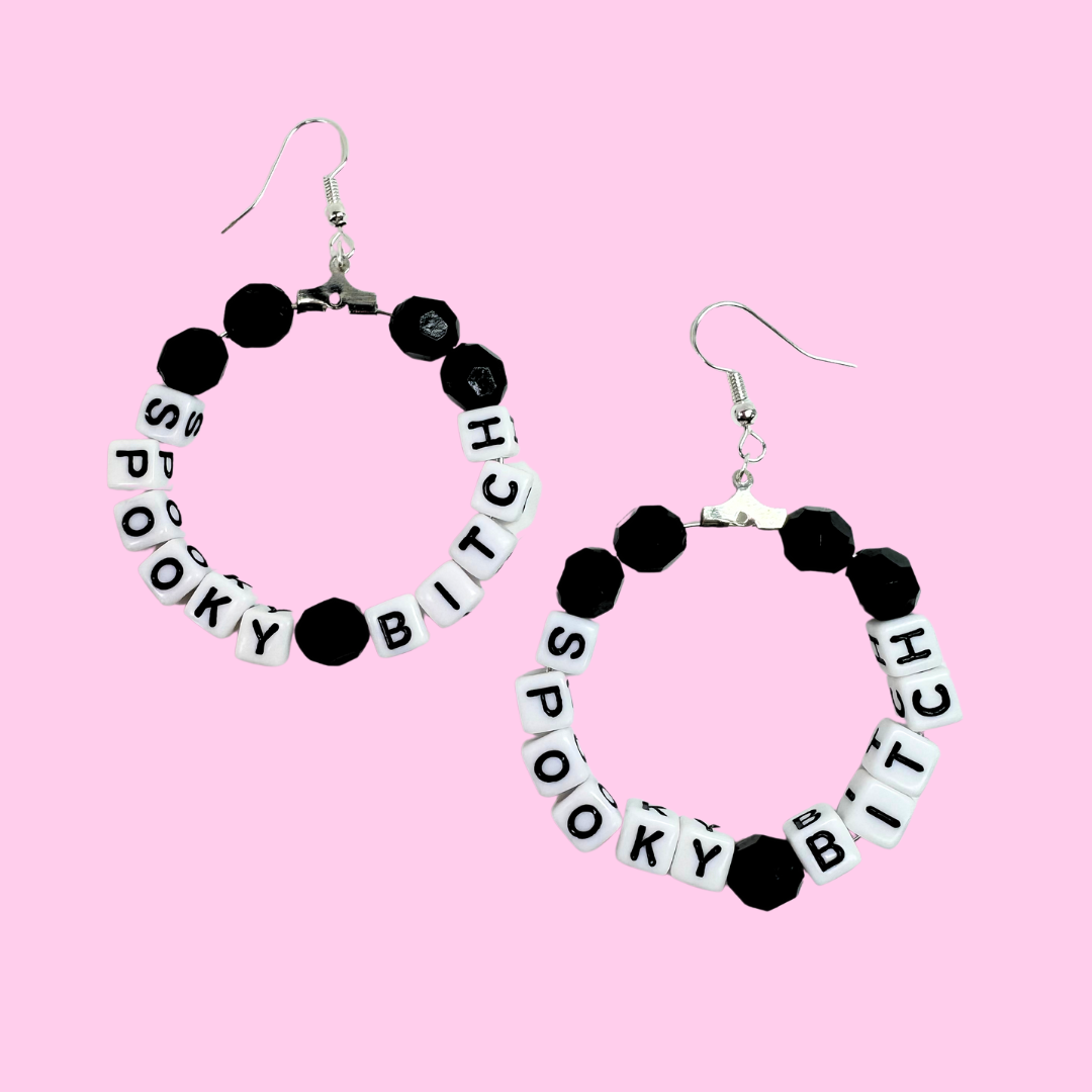 Halloween Beaded Hoop Earrings