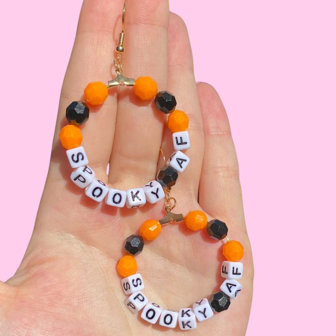 Halloween Beaded Hoop Earrings