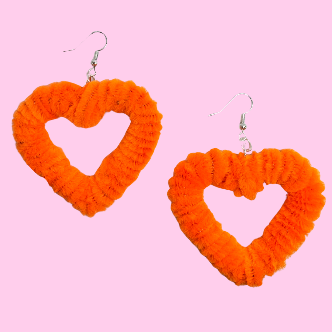 Halloween Fuzzy Heart Earrings