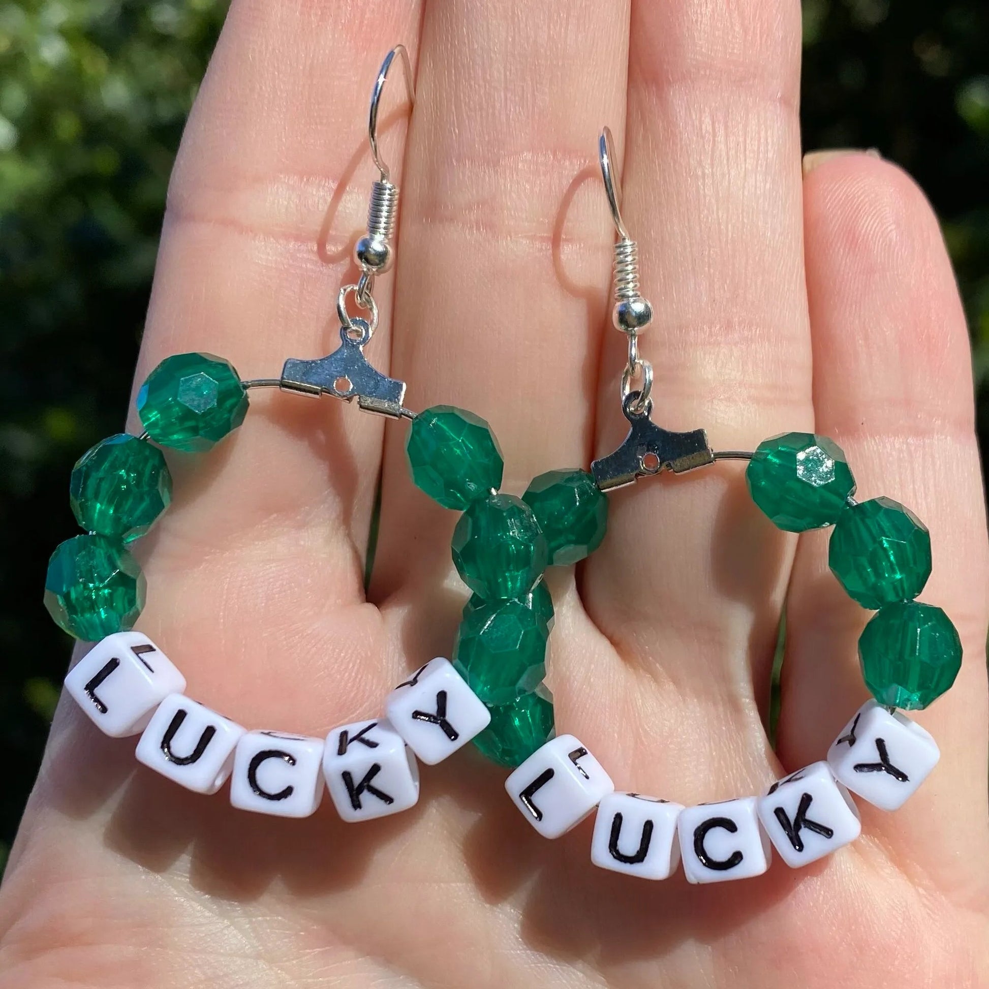 'LUCKY' Beaded Hoop Earrings - Kroped