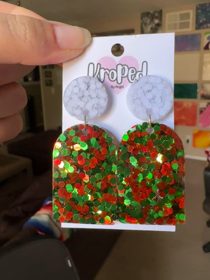 Holiday Gift Tag Stud Earrings