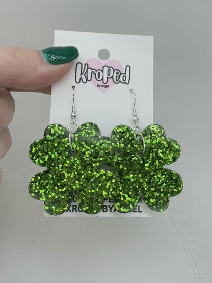 Glitter 4 Leaf Clover Earrings