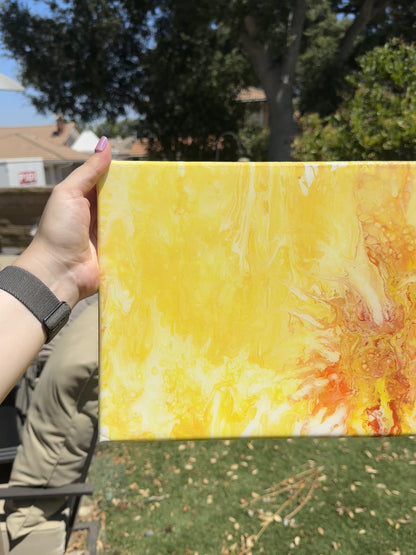 Yellow Burst Acrylic Painting