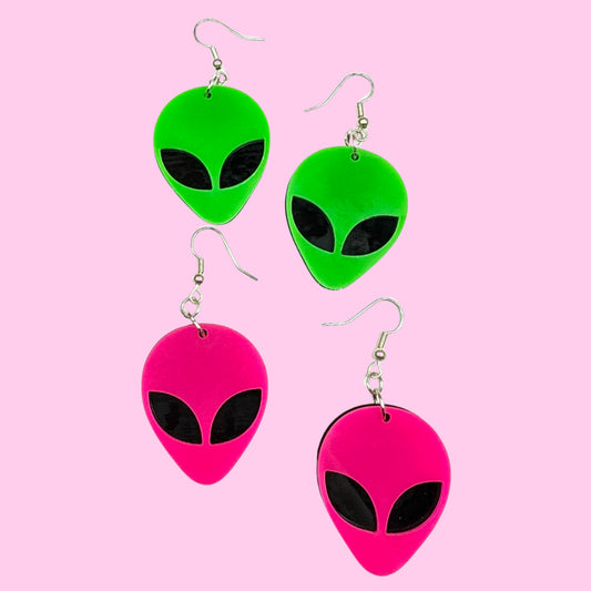 Neon Alien Earrings