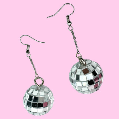 Silver Disco Queen Earrings