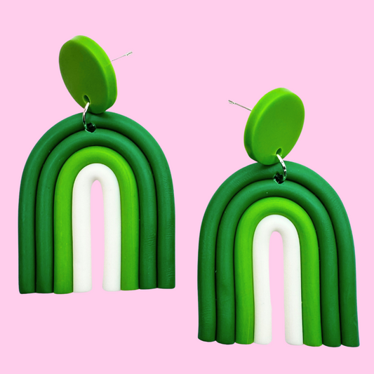 Green Arch Rainbow Stud Earrings