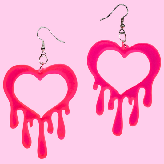 Neon Heart Drip Earrings