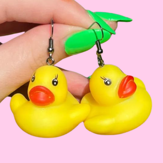 Yellow Rubber Duck Toy Earrings