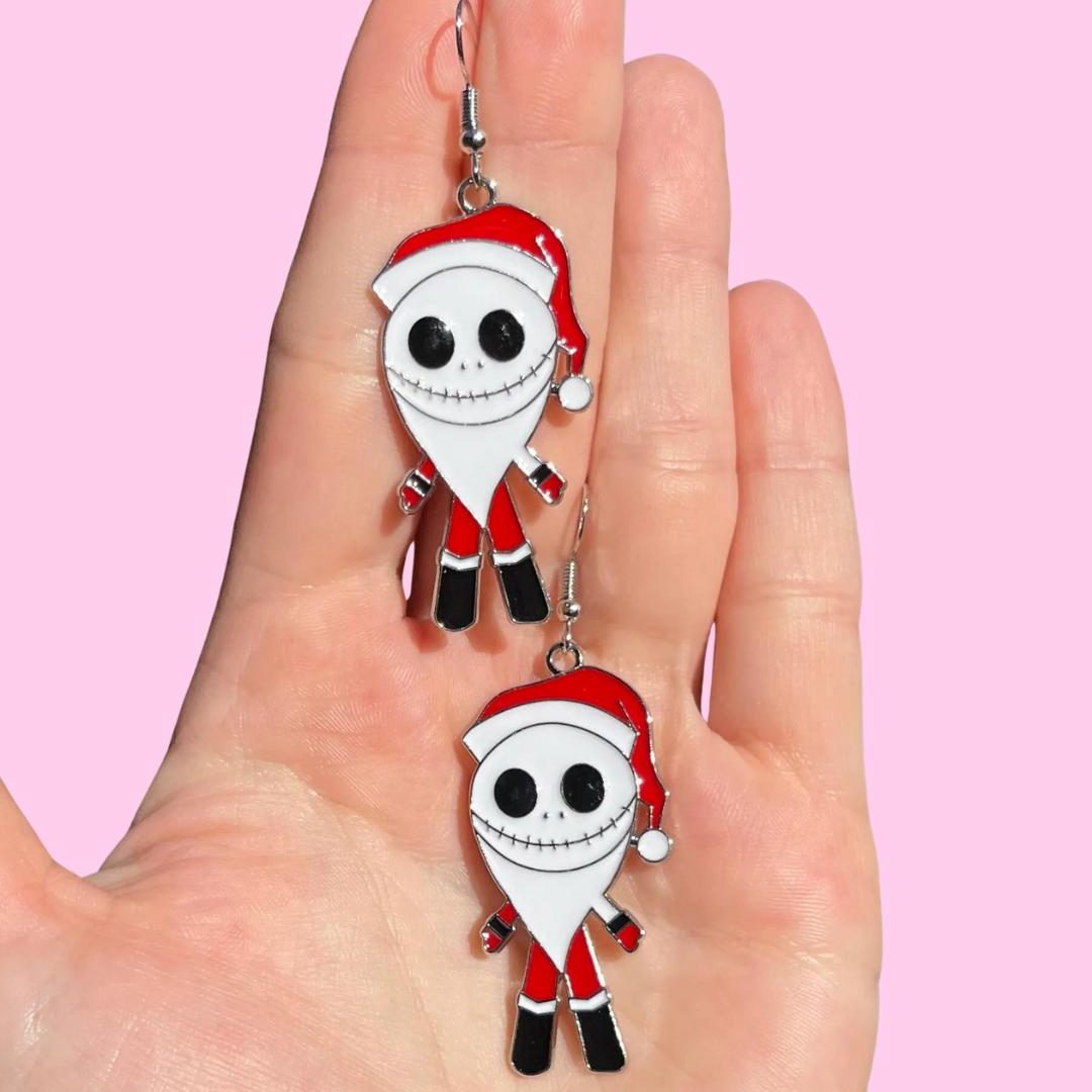 Skeleton Santa Earrings
